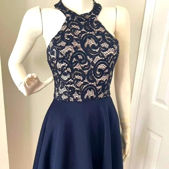 B Darlin Strappy Halter Flare Dress - Picture 4 of 7